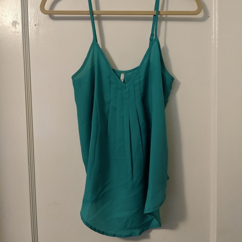 Teal silky tank
